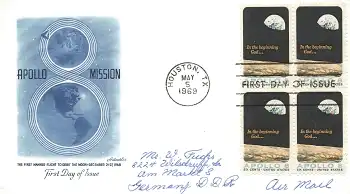 USA Apollo 8 Mission FDC First Day of Issue o Houston 5.5.1969