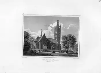 Wörlitz Anhalt-Dessau Kirche original Stahlstich von Pozzi nach Richter um 1850