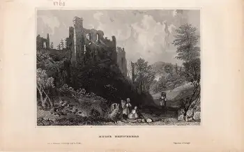 Ruine Henneberg Thüringen original Stahlstich um 1850