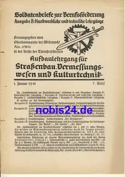 Lehrgang Strassenbau,Vermessungswesen und Kulturtechnik Brief  1941