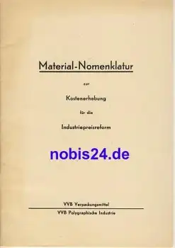 Material Nomenklatur VVB Verpackung 1964