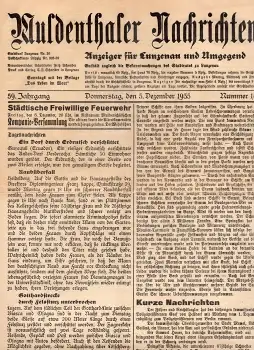 Muldenthaler Nachrichten Anzeiger für Lunzenau Nummer 142 1935