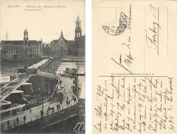 Dresden Abbruch der Augustusbrücke Interimsbrücke o 27.5.1908