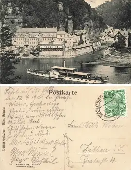 Herrnskretschen Böhmen Elbdampfer Hohenzollern o 12.6.1910