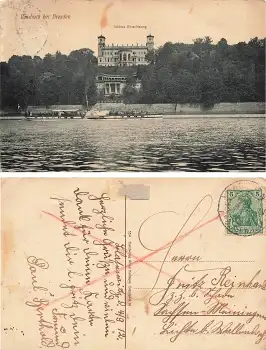 Loschwitz Dresden Schloss Albrechtsberg mit Elbdampfer Fürst Bismarck o 4.9.1912