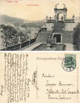 Tetschen Elbe Böhmen Schloss Rosengarten o 17.6.1909