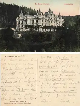 Marienbad Hotel Schloss Miramonti Böhmen gebraucht 1910