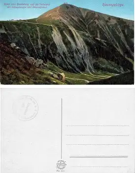 Schneekoppe mit Riesengrund Riesengebirge Böhmen * um 1920