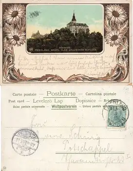 Friedland Schloss Böhmen Jugendstilkarte o 12.5.1903