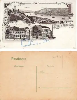 55413 Rheindiebach Litho Weinwirtschaft Kober * um 1905