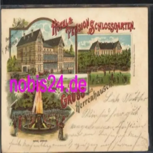 Hannover Herrenhausen Hotel Litho o 10.7.1909