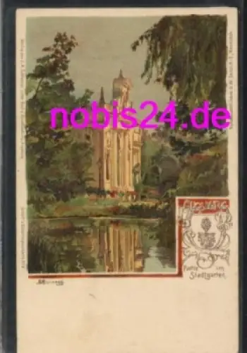 Augsburg Litho Stadtgarten Künstlerkarte *ca.1900
