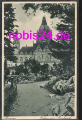 Hannover Rathaus mit Maschpark o 11.2.1930