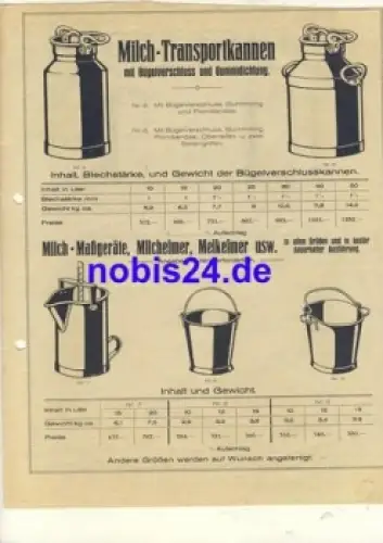 Molkerei Geräte Werbung Landwirtschaftsprospekt