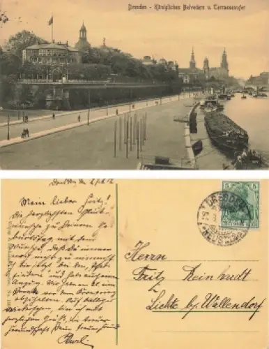 Dresden Königliches Belvedere und Terrassenufer o 27.8.1912