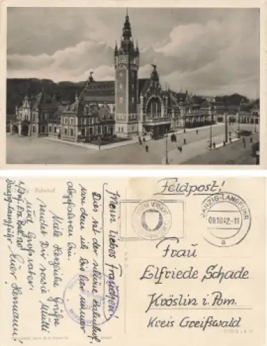 Danzig Bahnhof Feldpost Infanterie Ersatz Bataillon 120 Danzig Langfuhr 9.10.1942