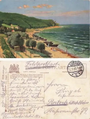 Zoppot Adlershorst Künstlerkarte Oilette o 12.5.1915
