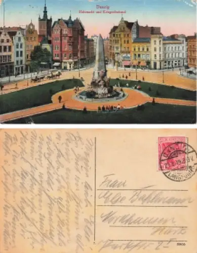Danzig Holzmarkt und Kriegerdenkmal o Danzig Langenführ 29.8.1918