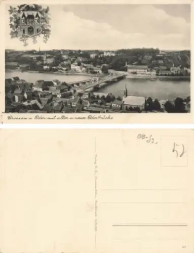 Crossen Oder alte und neue Oderbrücke Krosno Odrzanskie Ostbrandenburg * um 1930