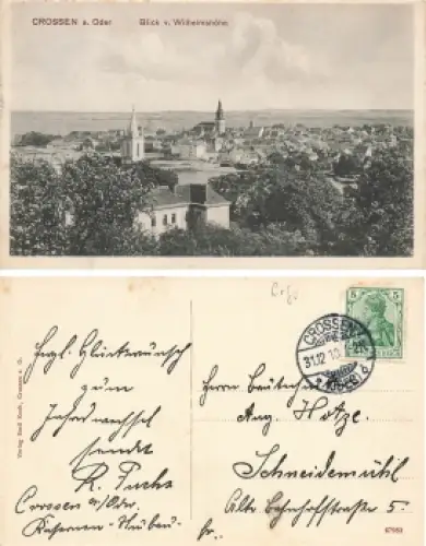 Crossen Oder von der Wilhelmshöhe Krosno Odrzanskie Ostbrandenburg o 31.12.1910