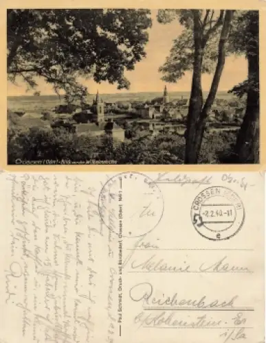 Crossen Oder von der Wilhelmshöhe Krosno Odrzanskie Ostbrandenburg Feldpost 2.2.1940
