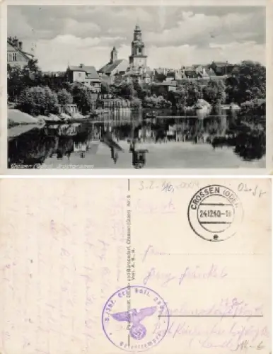 Crossen Oder Stadtgraben Krosno Odrzanskie Ostbrandenburg Feldpost 24.12.1940
