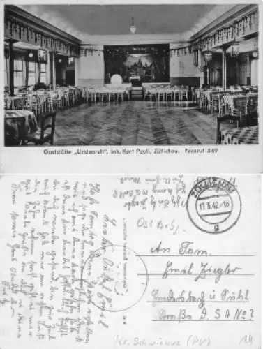 Züllichau Gasthaus Lindenruh Sulechow Neumark Feldpost 17.3.1942