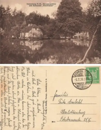 Sonnenburg Neumark Hermannsmühle Restaurant Waldfrieden Slonsk o 5.7.1926
