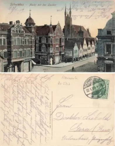 Schwiebus Markt mit Lauben  Swiebodzin o 22.1.1909