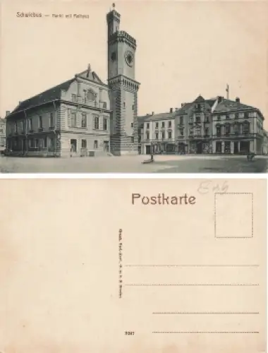 Schwiebus Markt mit Rathaus Swiebodzin o * um 1910