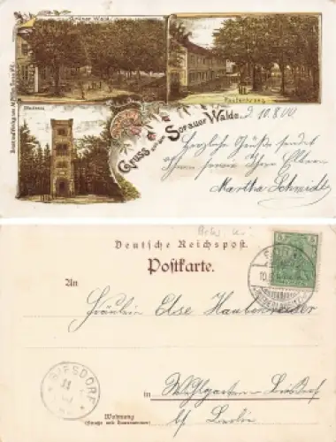 Sorauer Wald Litho Restaurant Rautenkranz Zary Sorau o 10.8.1900