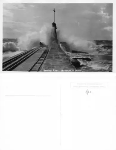 Pillau Ostpreussen Nordmole im Sturm Baltijsk * um 1930