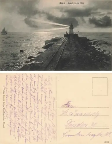 Memel Mole mit Leuchtturm Klaipeda  gebraucht 1918