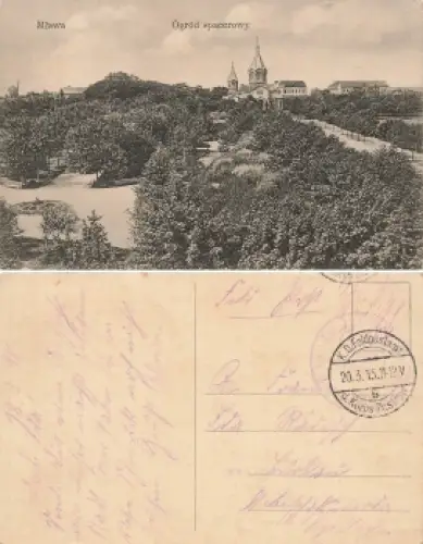 Mlawa Ogrod spacerowy Feldpost Landwehr Infanterie Regiment 101 20.3.1915 Kops Zastrow