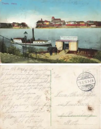 Thorn Westpreußen Blick auf die Fähre Torun o 19.8.1914