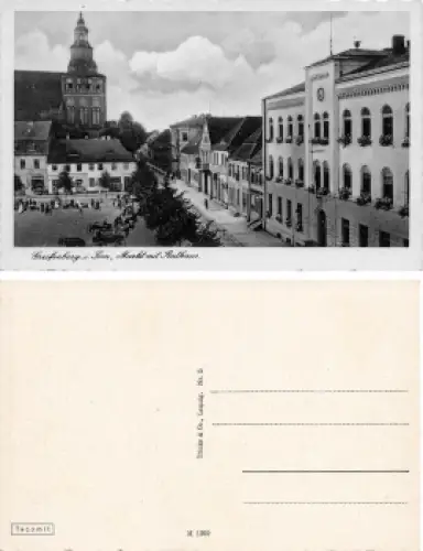 Greifenberg Pommern Markt mit Rathaus Gryfice * um 1930