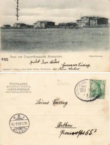 Hammerstein Truppenübungsplatz Pommern Czarne Bahnpost 1903