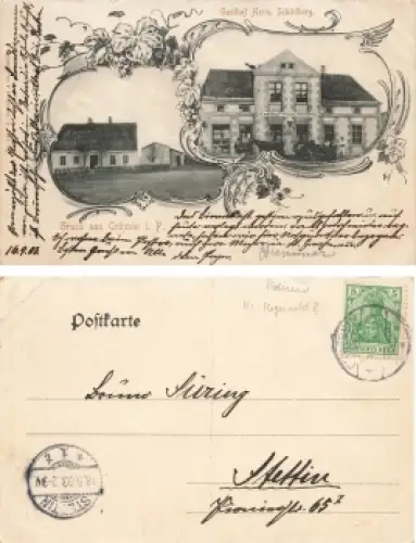 Crössin Pommern Gasthof Schildberg Krosino o 1903