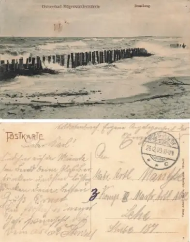 Rügenwaldermünde Pommern Brandung Darlowko  o 1909