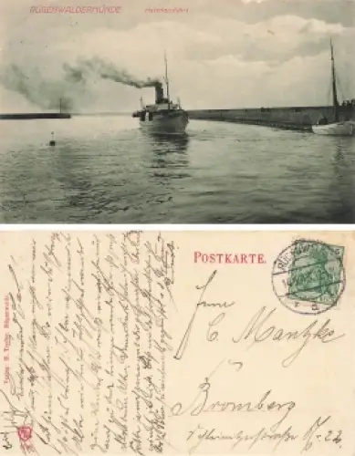 Rügenwaldermünde Pommern Hafeneinfahrt Darlowko  o 1913