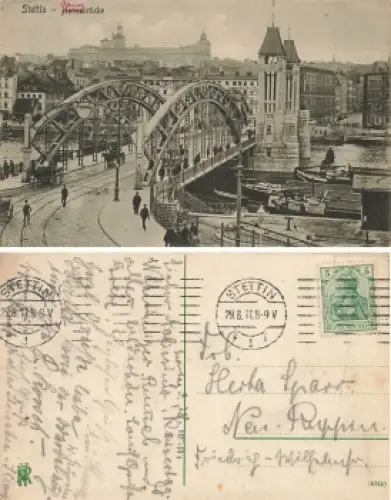 Stettin Pommern Hansabrücke Szczecin o 1911