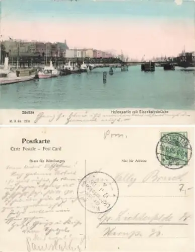 Stettin Pommern Eisenbahnbrücke Szczecin o 1905