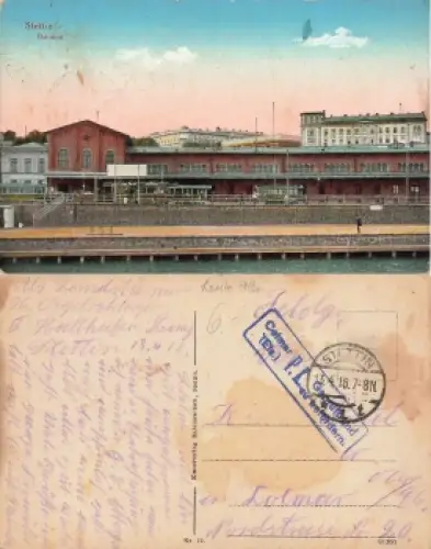 Stettin Pommern Bahnhof Szczecin Postzensurstempel Colmar o 13.4.1818