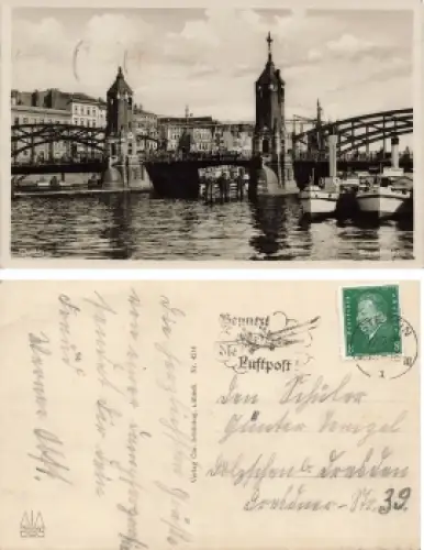 Stettin Pommern Baumbrücke Szczecin o 1930