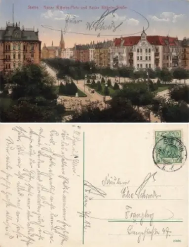 Stettin Pommern Kaiser Wilhelm Strasse und Platz Szczecin o 1912