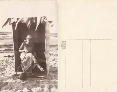 Misdroy Insel Wollin Pommern Bademode mit Strandkorb Miedzyzdroje * 1925