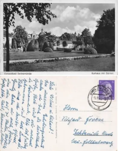 Swinemünde Pommern Kurhaus mit Garten Swinoujscie o 1943