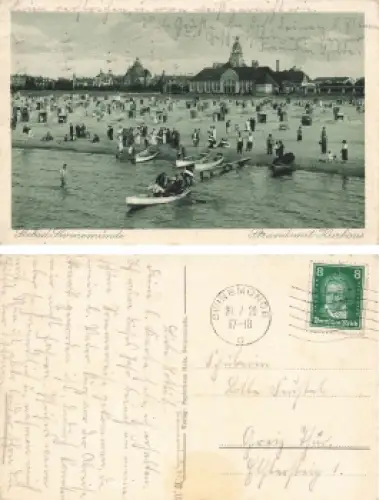 Swinemünde Pommern Strand mit Kurhaus Swinoujscie o 1928