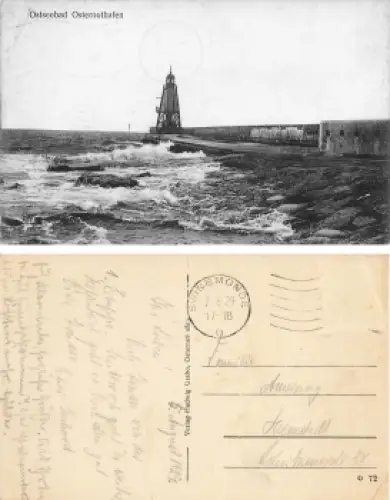 Osternothafen Swinemünde Mole mit Leuchtfeuer o 1929