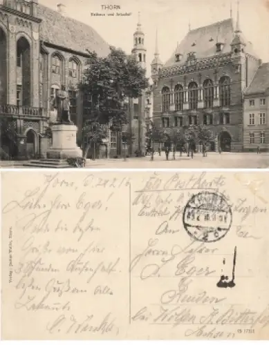 Thorn Westpreussen Rathaus und Artushof Torun o 1916